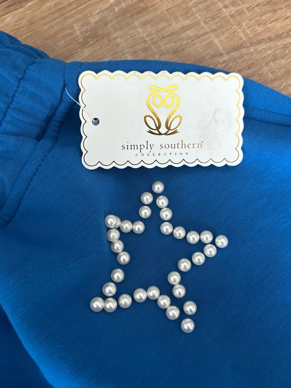 Simply Southern Blue Star Embellished Athletic Shorts - Picture 2 of 3